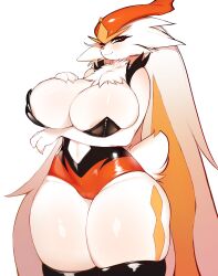 big_breasts breasts cinderace female female_cinderace female_pokemon furry nastycalamari pokémon_(species) pokemon tagme