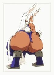 1girls animal_ears anus ass big_ass brown_skin bubble_butt bunny_ears bunny_tail dark-skinned_female dark_skin female flou fur gloves grin leotard miruko muscular muscular_female my_hero_academia no_panties presenting presenting_ass pussy red_eyes rumi_usagiyama shounen_jump smile squatting thick_thighs thumbs_up toned toned_female unbuttoned unbuttoned_bottomwear white_fur white_hair