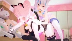 2futas 3d all_fours alternate_costume animated ass balls big_penis blush blushing cat_ears cat_paws cat_tail catgirl collar condom condom_filling condom_on_penis cum cum_in_condom cum_in_pussy cum_inside cum_while_penetrated ejaculation erect_nipples full-package_futanari futa_on_futa futa_only futanari gawr_gura hololive hololive_english indoors intersex koi_s3 lingerie longer_than_30_seconds mirror mori_calliope nipples_visible_through_clothing nsfw_sonia_va on_bed pink_hair pleasure_face rubyredva sex sex_from_behind shattered_lewd shorter_than_one_minute small_dom_big_sub sound stockings vaginal_penetration video virtual_youtuber voice_acted white_hair