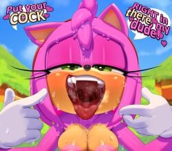 1girls absurd_res amy_rose anthro areola big_areola big_breasts big_nipples breasts erect_nipples female functionally_nude furry gloves hedgehog imminent_oral inviting mawshot mouth_fetish mouth_shot nipples offering open_mouth oral_invitation pink_nipples pointing_at_mouth saliva smile solo sonic_(series) sweat theboogie throat tongue uvula
