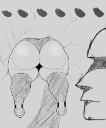 ..... 1boy 1girls 2023 ass ass_focus back_view big_ass dat_ass fat_ass female huge_ass imminent_sex large_ass looking_at_another male meme moai monochrome ninja oc original_character presenting_hindquarters rear_view shitpost shoes shortstack sketch stuck stuck_in_wall thick_ass vammzu