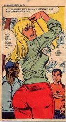 ass ass_focus big_ass big_butt blonde_hair comic_page curvy curvy_female curvy_figure dat_ass fat_ass female female_focus gwen_stacy gwen_stacy_(classic) hourglass_figure light-skinned_female male marvel marvel_comics mexican_gwen_stacy pawg peter_parker robbie_robertson spanish_text straight_hair text tight_clothing voluptuous voluptuous_female wide_hips