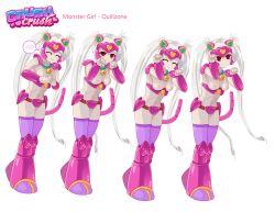 :3 accurate_art_style breasts cat_ears cat_tail crush_crush cute cute_face different_poses monster_girl nude pussy quillzone_(crush_crush) robot_girl sad_panda_studios