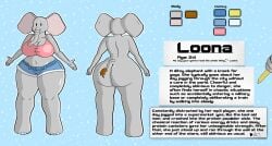 ass breasts chunkiroll elephant loona_(chunkiroll) reference_image