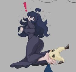 1girls 2022 ass barefoot dress hex_maniac long_hair mimikyu pokemon pokemon_xy purple_hair skk