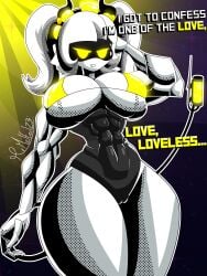 1girls abs biceps big_breasts bra breasts busty female female_only glitch_productions glowing huge_breasts j_(murder_drones) large_breasts looking_at_viewer mob_face mrmelted murder_drones muscular muscular_female robot robot_girl solo tail text thick_thighs wide_hips