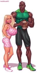 1boy 1girls big_ass big_lips big_penis bimbo bimbo_lips bimbofication blonde_hair bulge clothed clothing dark-skinned_male dark_skin dash_brady female huge_breasts interracial kaylee_brady large_breasts larger_male light-skinned_female looking_at_viewer male muscular_male queen_of_spades size_difference smaller_female the_brady_bunch theofficialpit voluptuous