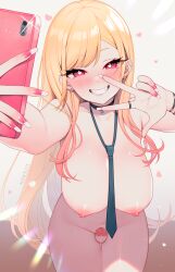 1futa absurd_res areolae bent_over big_breasts big_penis blonde_hair breasts cellphone choker erect_penis erection french_tip futa_only futanari gyaru heart-shaped_pupils hi_res human kitagawa_marin light-skinned_futanari light_skin long_fingernails long_hair nail_polish nanoless necktie nipples nude penis pink_fingernail_polish pink_hair pink_nail_polish school_uniform selfie smile solo sono_bisque_doll_wa_koi_wo_suru taking_picture teenager tie two_tone_hair v_sign