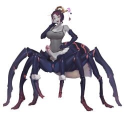 1futa :d absurdres arachne arthropod_girl balls bare_shoulders bottomless breasts carapace clothed clothing colored_skin erection existence frontal_taur_balls frontal_taur_genitals frontal_taur_penis frontal_taur_pussy full-package_futanari full_body futa_only futanari grey_skin hair_ornament hair_stick hand_on_hip herm hermaphrodite highres humanoid humanoid_penis intersex large_breasts monster_girl multi_eye multi_genitalia multi_leg multi_limb navel nipples ojou-sama_pose open_mouth penis pussy red_eyes second-party_source see-through simple_background smile solo spider_girl spider_taur sprite standing taur testicles transparent_background uncensored waltz_withme