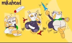 big_breasts big_butt big_muscles cum cuphead cuphead_(game) eating_cum mikahead_(character)