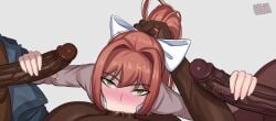 1girls 3boys :>= blowbang blowjob blush commission dark-skinned_male dark_skin deepthroat doki_doki_literature_club eye_contact fellatio female female_focus green_eyes handjob huge_cock interracial kneeling light-skinned_female light_skin long_hair male male_pov melondraws monika_(doki_doki_literature_club) oral penis pov_blowjob pov_eye_contact red_hair school_uniform schoolgirl uncensored unseen_male_face