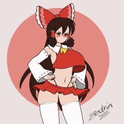 animated areola_slip areolae big_areola big_breasts blush bow breast_expansion breasts brown_hair huge_breasts large_breasts long_hair nipple_bulge nipples panties red_eyes reimu_hakurei thick_thighs touhou underboob wide_hips zedrin