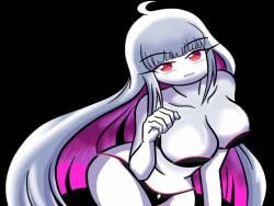 angel_comics big_ass big_breasts black_bra black_panties cute fnf_entity friday_night_funkin milf nikusa_(sugarratio) only_female pink_hair red_eyes white_body white_hair white_skin