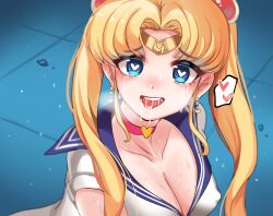 <3 1girls absurd_res big_breasts bishoujo_senshi_sailor_moon blonde_hair blue_eyes cheonnop_(artist) choker circlet cleavage clothing drooling erect_nipples erect_nipples_under_clothes female female_only heart heart_eyes hearts highres large_breasts looking_at_viewer meme nipples nipples_visible_through_clothing on_floor open_mouth sailor_moon sailor_moon_redraw_challenge saliva solo sweat tears tongue tongue_out usagi_tsukino