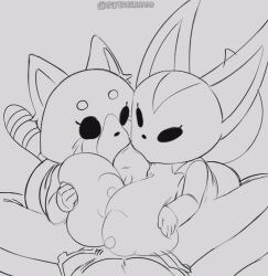 aggressive_retsuko animated anthro breasts collaborative_fellatio cum cum_in_nose cum_on_breasts cum_on_face cum_through_nose double_paizuri ejaculation ejaculation_between_breasts female fenneko foreskin foreskin_insertion male nipples oral_cock_cleaning paizuri penis retsuko sanrio smooth_fur superbinario tongue tongue_out