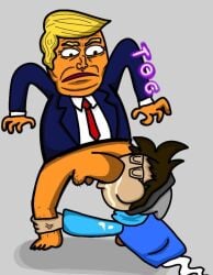 2boys ball cartoonizando donald_trump fat_ass feet gay orange_hair original suck toony ugly_bastard ugly_man