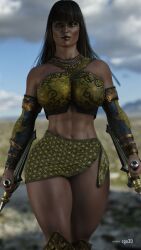 1girls 3d 3d_(artwork) abs arabian_clothes athletic_female big_ass big_breasts black_hair bladed_weapon blender blender_(software) cga3d commission curvaceous curvy curvy_body curvy_female curvy_figure dark-skinned_female dark_skin edenian erotichris female female_focus female_only long_hair looking_at_viewer looking_down mortal_kombat mortal_kombat_x muscular muscular_female muscular_legs muscular_thighs nail_polish naked naked_female painted_nails pinup pose pubic_hair skirt solo solo_female solo_focus tan-skinned_female tan_body tan_skin tanya_(mortal_kombat) voluptuous voluptuous_female weapon