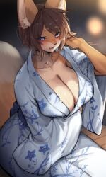 anthro big_breasts breasts cleavage clothing female fur furry furry_only sitting solo suurin_(ksyaro) tagme tail