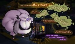 anthro burp burping female halloween obese obese_female overweight overweight_female size_difference tagme thick_thighs ujanskiy