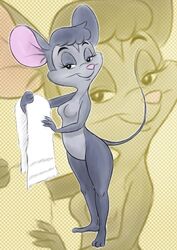 anthro big_head breasts female female_only helen_knable holding_towel mouse nude ribnose smile solo standing stay_tuned tagme toony towel zoom_layer