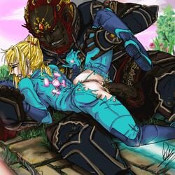 bodysuit crotch_cutout dark_skin femsub from_behind from_behind_position ganondorf ganondorf_(twilight_princess) levo lowres maledom metroid nintendo on_side rape ripped_clothes ripped_clothing samus_aran sex spooning super_smash_bros. super_smash_bros._brawl the_legend_of_zelda torn_bodysuit torn_clothes torn_clothing twilight_princess uncensored vaginal_penetration zero_suit zero_suit_samus