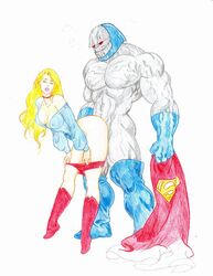 1boy 1girls big_ass blonde_female bottomless bottomless_female closed_eyes darkseid dc female grey-skinned_male grey_skin heroine human human_on_humanoid humanoid interspecies kara_danvers kara_zor-el ksennin light-skinned_female light_skin male muscular muscular_male standing_doggy_style straight supergirl superheroine supervillain the_new_gods villain villain_on_hero voluptuous voluptuous_female yellow_hair