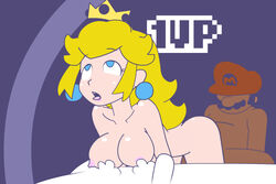 1up breasts color facial_hair female hair hat human male mario mario_(series) minus8 moustache nintendo nude piercing princess_peach princess_peach_1up_(minus8) straight super_mario_bros. tagme