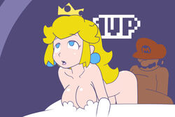 1up breasts color facial_hair female hair hat human male mario mario_(series) minus8 moustache nintendo nude piercing princess_peach princess_peach_1up_(minus8) straight super_mario_bros. tagme