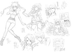 3boys 3girls angry ashelia_b'nargin_dalmasca barbariccia belt boots breasts cagnazzo detached_sleeves final_fantasy final_fantasy_iv final_fantasy_unlimited final_fantasy_xii kara_(color) lisa_pacifist long_hair midriff miniskirt monochrome multiple_boys multiple_girls nipples open_mouth pointy_ears ponytail short_hair sketch skirt sword thighhighs tied_hair vaan wardrobe_malfunction weapon wet