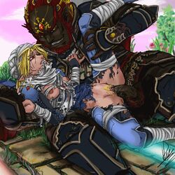 crossdressing dark_skin from_behind_position ganondorf ganondorf_(twilight_princess) levo lowres male nintendo on_side rape sex sheik spooning the_legend_of_zelda twilight_princess uncensored vaginal_penetration