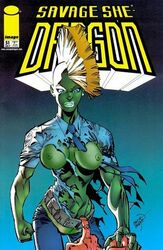 1girls amy_belcher breasts edit erik_larsen female green_skin image_comics mohawk photoshop savage_dragon savage_she-dragon she-dragon yellow_hair