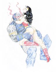 1boy 1girls ass big_breasts black_hair boots color darkseid dc dc_comics enemies enemies_to_lovers enemies_with_benefits female heroine justice_league knee_boots ksennin male sex sketch straight superheroine supervillain the_new_gods vaginal_penetration villain wonder_woman wonder_woman_(series)