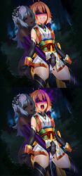 2girls ahe_gao before_and_after blush brainwashing cum cumming defeated defeated_heroine drooling fingering hisui_(meten) hypnosis kunoichi long_gloves meten mind_control multiple_girls ninja orange_hair original purple_eyes pussy_juice stockings sweat sweaty_body tight_clothing tongue twitching white_hair yuri