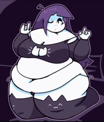 belly belly_bulge chubby chubby_female fat lila_(spooky_month) obese obese_female overweight overweight_female spooky_month spookymonth squishypsycho squishypsycho tight_clothing