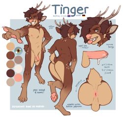 4_toes 5_fingers anthro antlers anus ass balls bisexual_pride_colors canine_teeth deer english_text erection facial_piercing feet fingers flaccid foreskin genitals german_flag horn humanoid_genitalia humanoid_penis kyrosh lgbt_pride looking_at_viewer male male_only mammal model_sheet nipples nose_piercing nose_ring one_eye_closed penis piercing pride_colors ring_piercing solo standing text toes wink