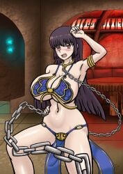 bar bare_arms bare_legs bare_midriff bare_shoulders bare_thighs belly_button big_breasts bikini bikini_top blue_bikini blue_bikini_top blue_loincloth blush blush_lines blushing_at_viewer bracelet brown_hair cantina chain_leash chained chains cleavage collar collar_and_leash cosplay gold_bracelet golden_bracelet leash leash_and_collar loincloth long_hair metal_bikini metal_bra metal_breasts metal_collar midriff navel please_don't_bully_me,_nagatoro president_(nagatoro) red_eyes sana_prez sana_sunomiya sideboob slave slave_bikini slave_collar slave_leia slave_leia_(cosplay) slave_outfit slavegirl star_wars thick_thighs underboob zarohidehire