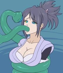 1girls 2018 animated big_breasts cleavage clothing egg_implantation female female_focus gif green_tentacles grey_hair gulping hypnosis impregnation kaa_eyes long_hair mind_control narrowed_eyes open_mouth oral oral_egg_implantation oral_oviposition oviposition penetration ponytail restrained restrained_by_tentacles sheena_fujibayashi solo_focus tales_of_(series) tales_of_symphonia tentacle tentacle_bulge tentacle_eye tentacle_in_mouth zelamir