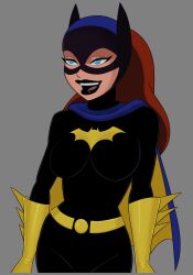 1girls barbara_gordon batgirl batgirl_(the_new_batman_adventures) batman:_the_animated_series batman_(series) belt blue_eyes dc dc_comics dcau female female_only fully_clothed gloves lovekraut masked masked_female red_hair redhead solo something_unlimited spandex spandex_suit sunsetriders7 superheroine the_new_batman_adventures