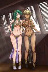 2girls absurd_res absurdres alternate_hairstyle bare_arms bare_legs bare_midriff bare_shoulders bare_thighs belly_button belly_dancer belly_dancer_outfit bikini black_boots black_loincloth blonde_hair bondage boots bracelet braid braided_ponytail brown_eyes cecilia_(fire_emblem) chain_leash chained chains cleavage collar collar_and_leash crossover dancer_outfit dark-skinned_female dark_skin female female_only femsub fire_emblem fire_emblem:_the_binding_blade front_view full_body green_eyes green_hair hair_ornament harem harem_girl harem_outfit hi_res highres igrene_(fire_emblem) indoors leash leash_and_collar light-skinned_female light_skin loincloth long_hair metal_collar midriff multiple_girls navel nintendo pelvic_curtain png ponytail purple_boots purple_loincloth red_bikini sail_barge skimpy slave slave_bikini slave_collar slave_leia slave_leia_(cosplay) slave_outfit slavegirl standing star_wars tan_skin thick_thighs vehicle vehicle_interior very_high_resolution very_long_hair white_bikini white_skin yellow_eyes zarohidehire