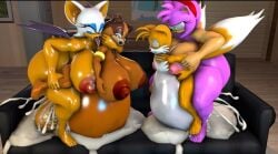 3d 3d_(artwork) 3d_model amy_rose cumflated_belly cumflation futanari hyper_cumflation inflation mobian mobian_(species) mobian_bat rouge_the_bat sega sonic_(series) sonic_adventure_2 sonic_the_hedgehog_(series) sticks_the_badger tails tails_the_fox toxictigerex