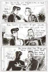 2boys blush comic diamond_is_unbreakable friends gay jojo's_bizarre_adventure josuke_higashikata male male_only miserdirt okuyasu_nijimura pompadour tagme yaoi