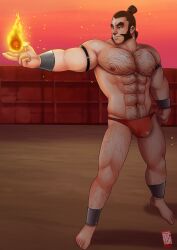 1boy admiral_zhao avatar_legends avatar_the_last_airbender bara bulge chest_hair doctor_anfelo fire fire_nation hairy hairy_chest hairy_legs hairy_male male male_only muscles muscular muscular_male nickelodeon sideburns solo solo_male thong underwear underwear_only