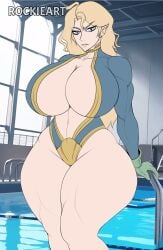 backs big_ass big_breasts blonde_hair blue_eyes breasts bubble_butt focus_on_ass huge_ass huge_breasts looking_at_viewer poseidon poseidon_(shuumatsu_no_valkyrie) rockie_art rule_63 short_hair shuumatsu_no_valkyrie solo solo_female solo_focus tagme thick_ass thick_legs thick_thighs