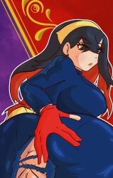 anus artlaccer_(artist) ass big_ass big_breasts big_butt black_hair carmine_(pokemon) exposed_breasts game_freak lipstick long_hair nintendo pokemon pokemon_(game) pokemon_sv red_hair ripped_bodysuit ripped_clothing ripped_pants two_tone_hair