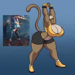 big_ass big_breasts breasts bubble_butt cammy_stretch female furry huge_ass huge_breasts lunarartstudios_(artist)