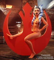 1girls 3d ahsoka_tano airress3d_(3d-modeller) alien alien_girl alien_humanoid blue_eyes clone_wars female female_only lekku_(anatomy) looking_at_viewer orange_body orange_skin rebel_alliance_symbol solo star_wars tentacle_hair the_clone_wars:_season_seven thearti3d togruta