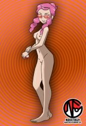 1girls abstract_background barefoot breasts casual casual_nudity edit eyewear feet female female_only human malva_(pokemon) naked nintendo nipples nonsexual_nudity nude nude_filter nudefilterguy official_artwork_edit pale_skin pink_hair poke_ball pokemon pokemon_xy pussy red-tinted_eyewear red_sunglasses smile solo sunglasses tinted_eyewear