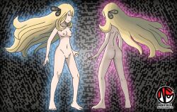 1girls abstract_background ass back_view barefoot blonde_hair blonde_hair_female breasts casual casual_nudity cynthia_(pokemon) edit feet female female_only front_view hair_ornament human long_hair nintendo nipples nude nude_female nude_filter nudefilterguy official_artwork_edit pale_skin pokemon pokemon_dppt pokemon_trainer pussy shaved_pussy solo