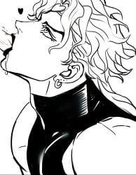 2boys dio_brando fellatio gay headband heart jojo's_bizarre_adventure lin00240506 lips lipstick looking_up makeup male male_focus male_only medium_hair monochrome multiple_boys muscular muscular_male oral penis solo_focus stardust_crusaders yaoi