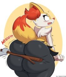 big_ass big_butt braixen bubble_butt female furry huge_ass huge_butt pokemon pokemon_(species) shocked shocked_expression spanking squish ultrastax